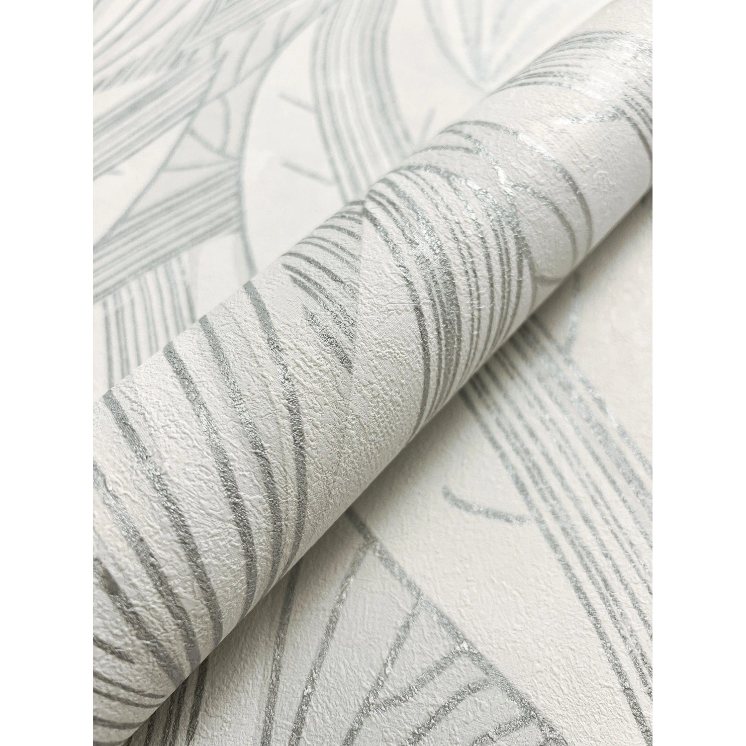 Newroom Vliestapete Gorana White Silver Blätter Modern FSC® günstig online kaufen