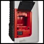 Detailaufnahme: Einhell Akku-Drucksprühgerät GE-WS 18/150 Li-Solo mit geöffnetem Akkufach und Schalter.