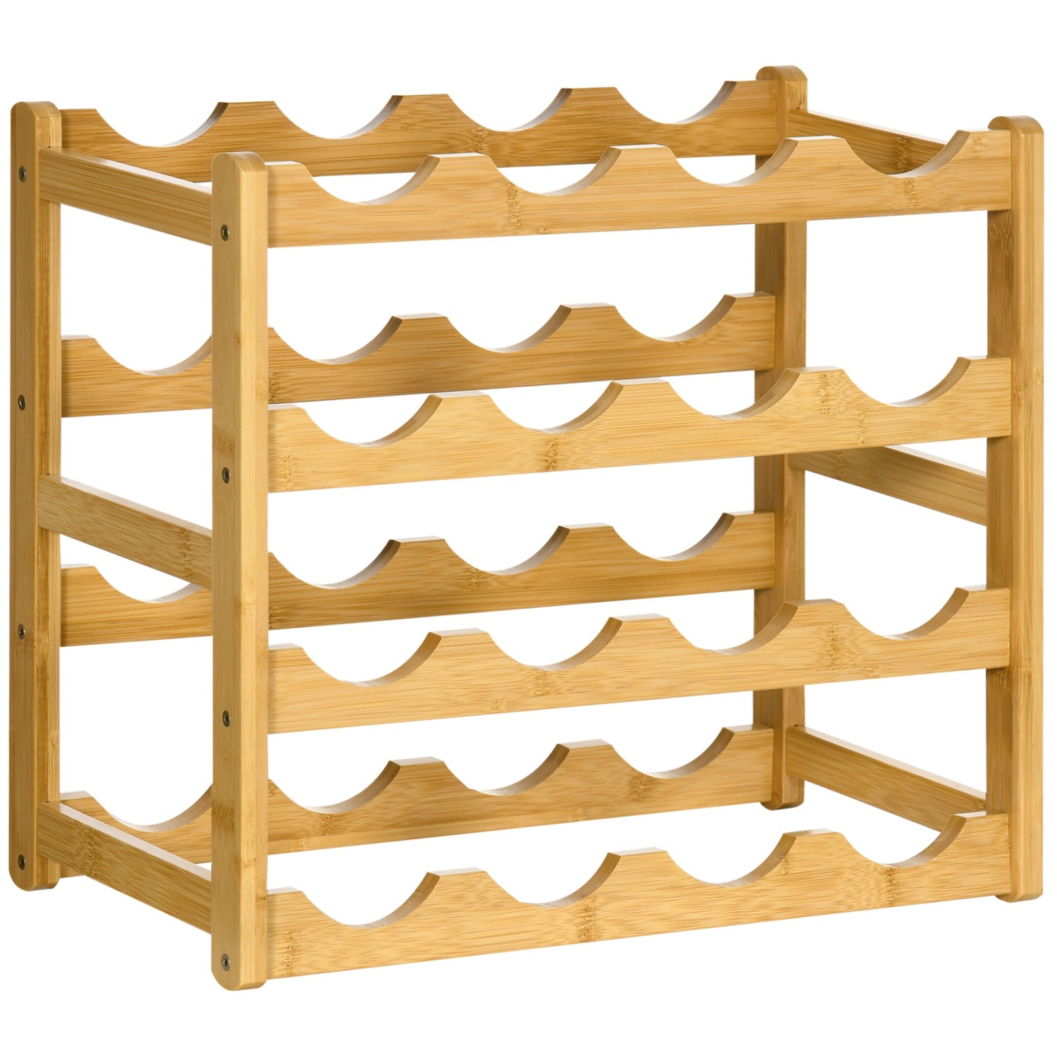 Thumbnail - HOMCOM Weinregal für 16 Flaschen Wasserfestes aus Bambus Naturholz 43x23,5x38cm