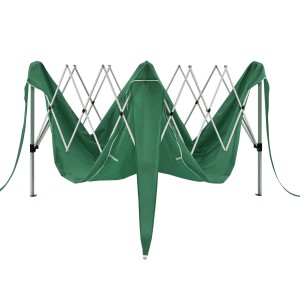 Zusammengefalteter, grüner Juskys Faltpavillon Vivara 3x3m mit Stahlgestell. Kategorie: Markisen & Sonnenschutz.