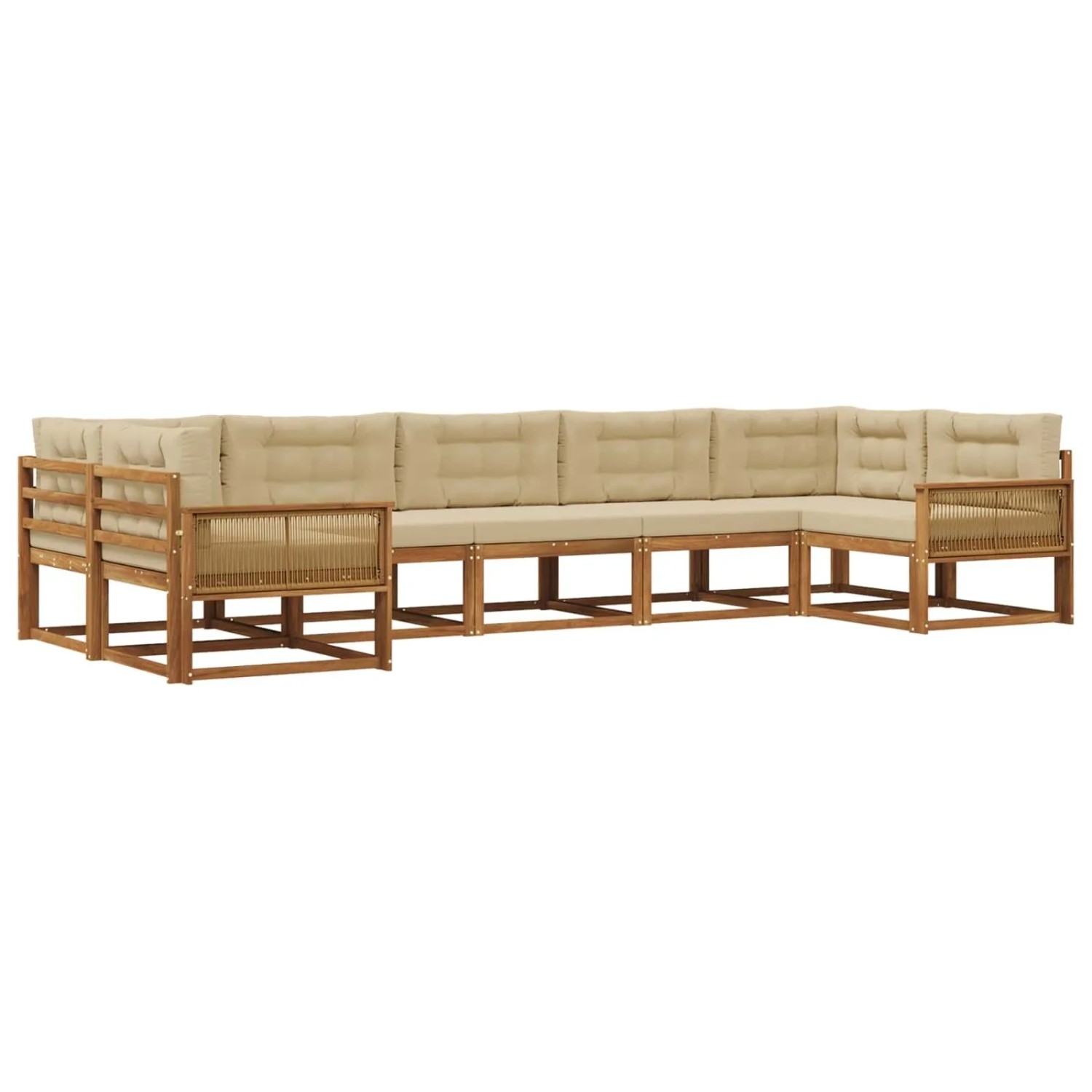 vidaXL Outdoor-Sofagarnitur mit Kissen 7 Stk Natur und Beige 3382871