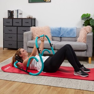 Relaxdays Bauchtrainer AB Roller Aluminium Türkis Rutschfest 66 cm x 71 cm x 71 cm 3 kg