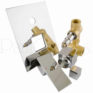 PaulGurkes Unterputz Regendusche Set, eckig, mit Armatur, Kopfbrause, Handbrause und Schlauch.