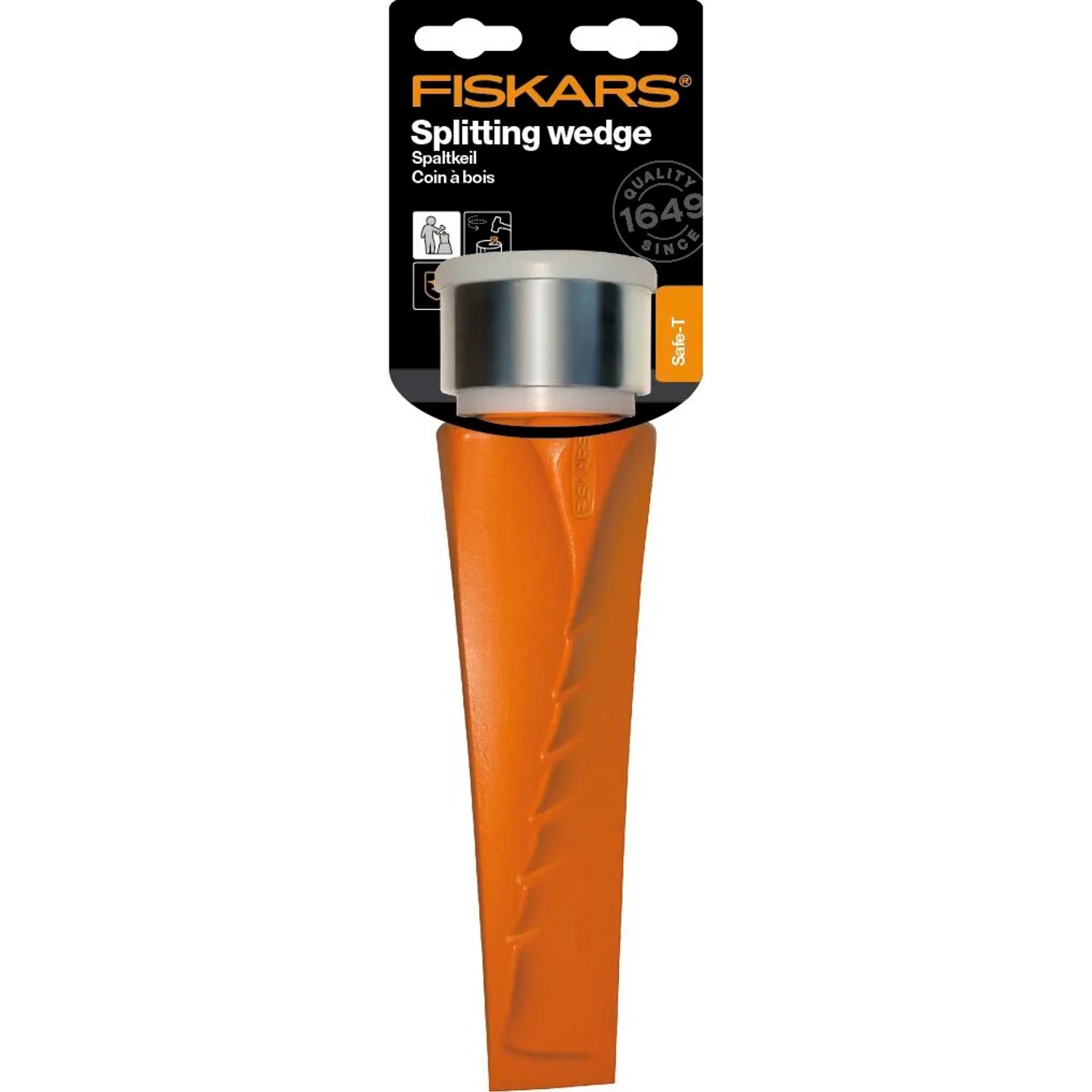 Fiskars Dreh-Spaltkeil Safe-T, orange, zum Spalten von Holz. Gartensägen Zubehör.