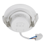 Weißer LUXULA LED Einbauspot (5W) mit Dimmfunktion und Farbwahl (CCT) von unten.