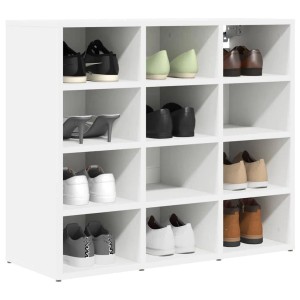 Weißer Schuhschrank mit 12 Fächern aus Holzwerkstoff, vidaXL.
