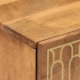 Detailansicht: Nachttisch aus Mangoholz mit goldfarbenem Muster. Kategorie: Nachttische.
