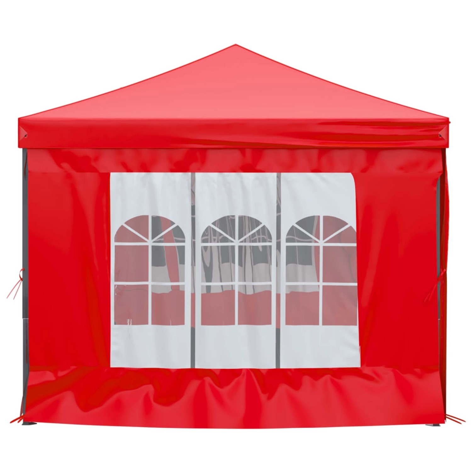 Rotes, faltbares Partyzelt 3x6 m mit Seitenwänden und Fenster für Gartenpartys.