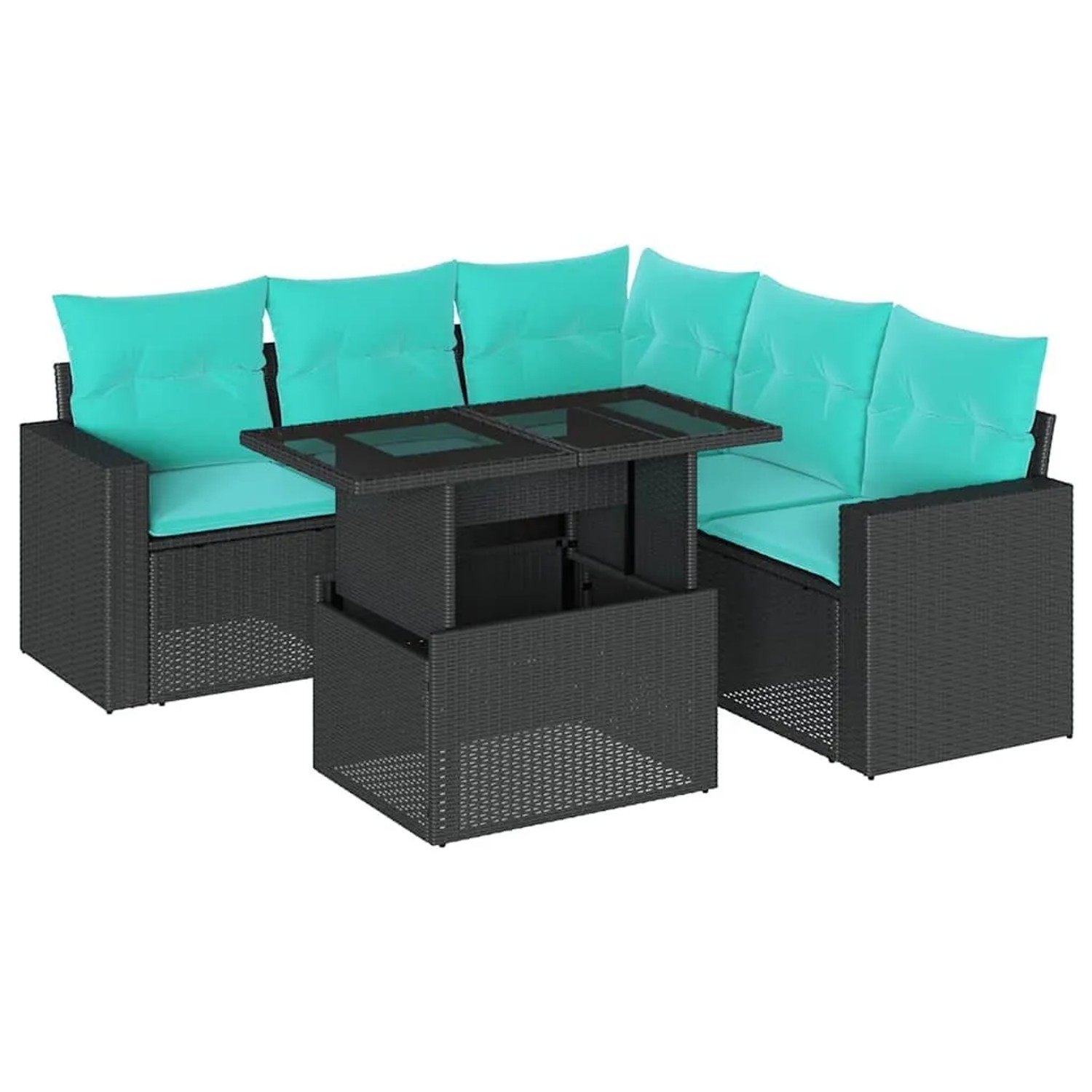vidaXL 6-Tlg Gartensofa-Set mit Kissen Schwarz Polyrattan 3267267 günstig online kaufen
