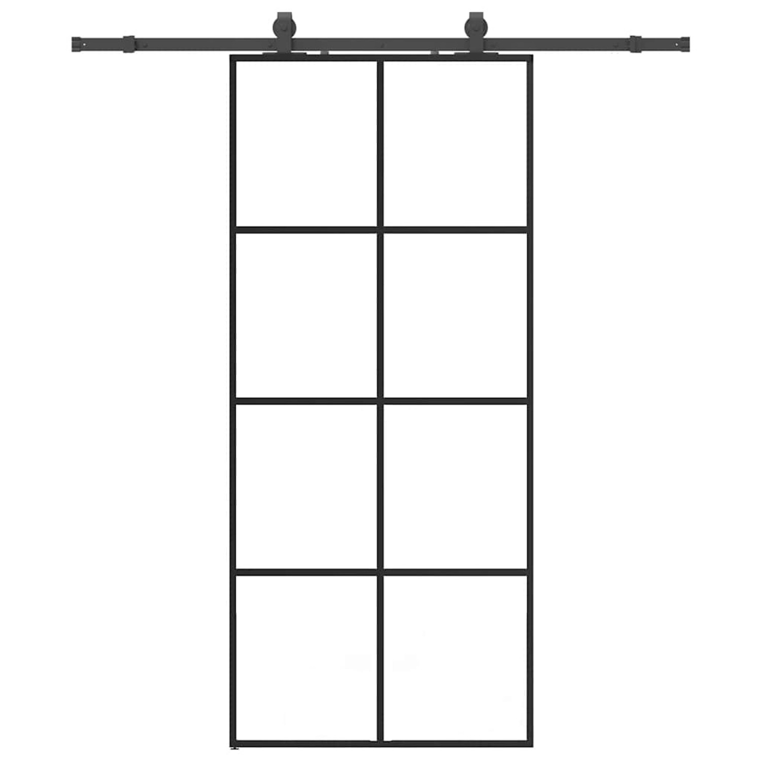 vidaXL Schiebetür mit Beschlag Schwarz 90x205 cm ESG-Glas 3375804 günstig online kaufen