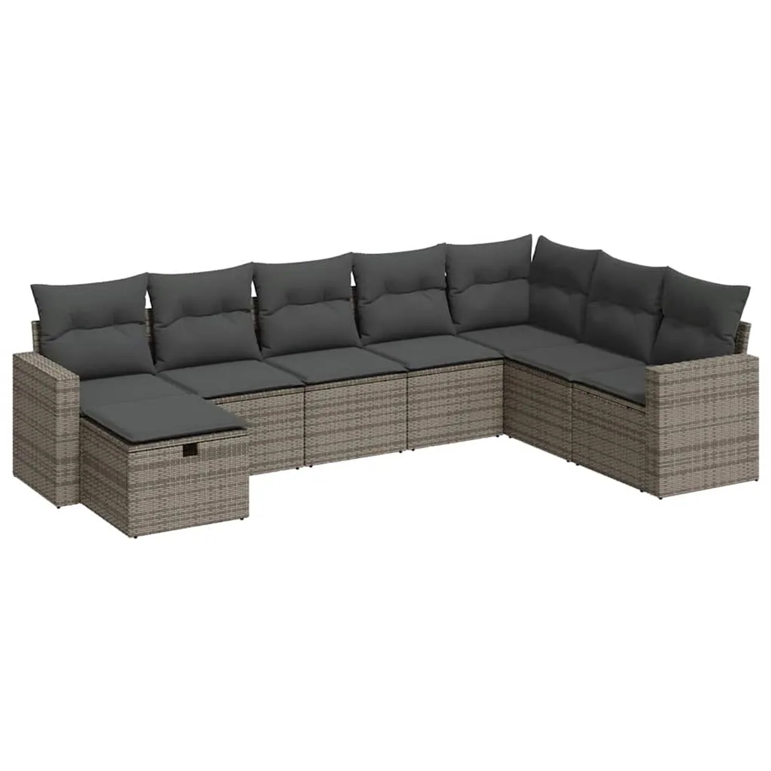 vidaXL 8-Tlg Garten-Sofagarnitur mit Kissen Grau Poly Rattan 3325436