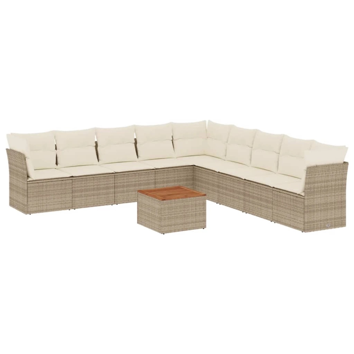 vidaXL 10-Tlg Garten-Sofagarnitur mit Kissen Beige Poly Rattan 3223692 günstig online kaufen