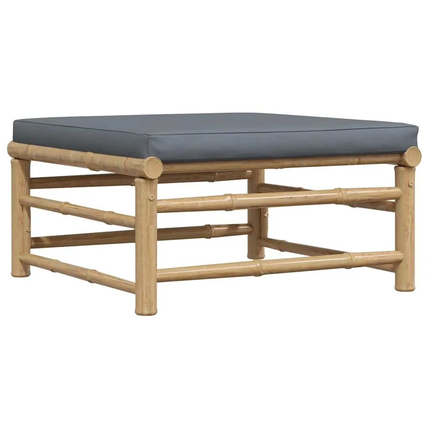 vidaXL Garten-Fußhocker mit Dunkelgrauem Kissen Bambus 313155