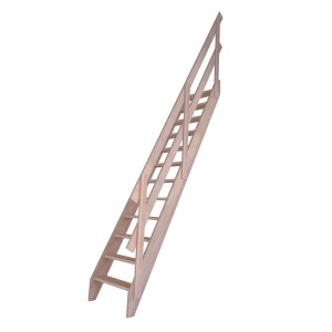 StarWood Buche Treppe mit Holzgeländer und 2 Querleisten, unbehandelt.