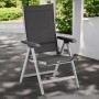 Kettler Basic Plus Klappsessel, silbernes Aluminiumgestell, anthrazitfarbenes Outdoorgewebe, verstellbare Rückenlehne.