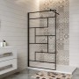 Schwarzes Duschwand-Profil mit Stabilisierungsstange für Walk-In Dusche, Glasstärke 6-10mm.