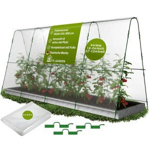 TTL GARDEN Folientunnel PEAK XXL 400 cm mit PE Folie, Pflanzen, Folienrolle, Clips. Frühbeet für Gemüseanbau.