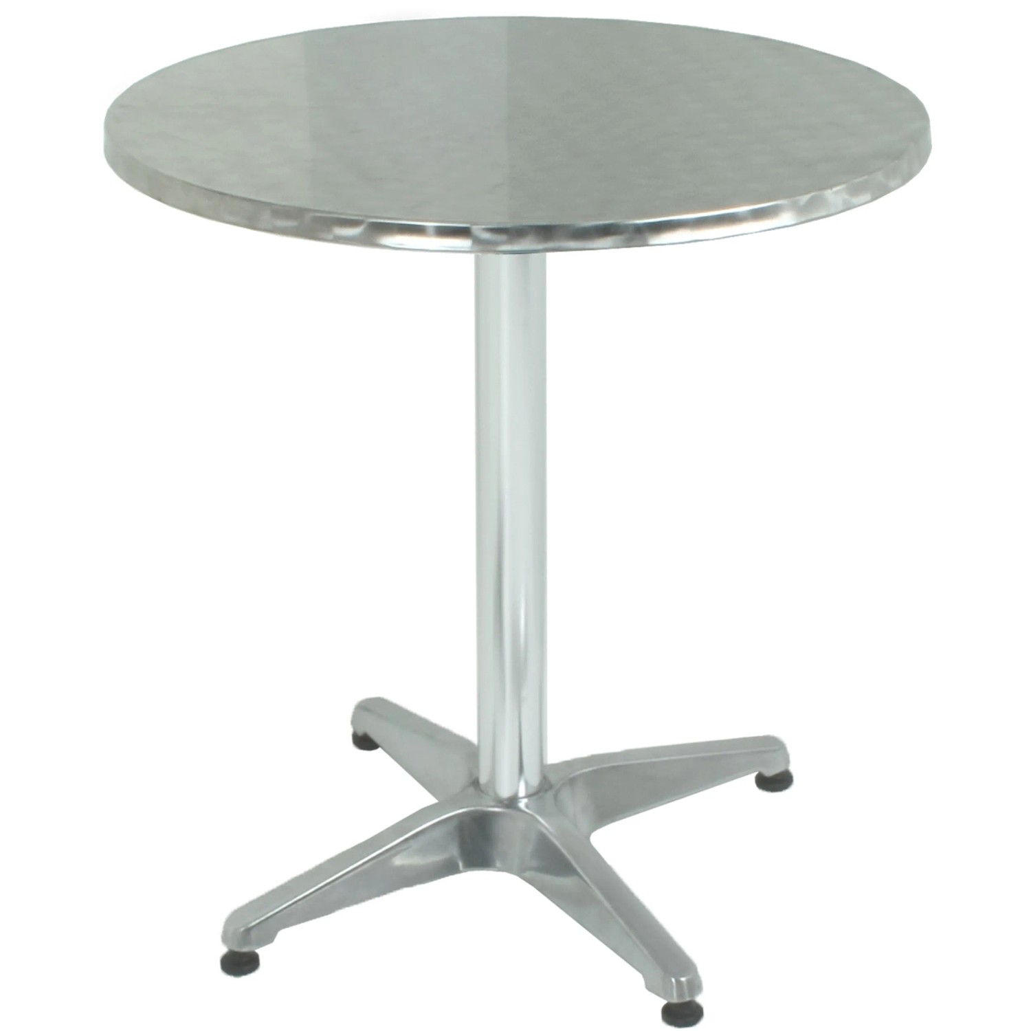 Runder, silberner Gartentisch (Ø 60 cm) von Garden Pleasure. Bistrotisch aus Aluminium mit robustem Gestell.