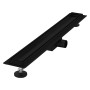Schwarze LuxeBath Duschrinne, 70cm, befliesbar, extra flach, aus Edelstahl.