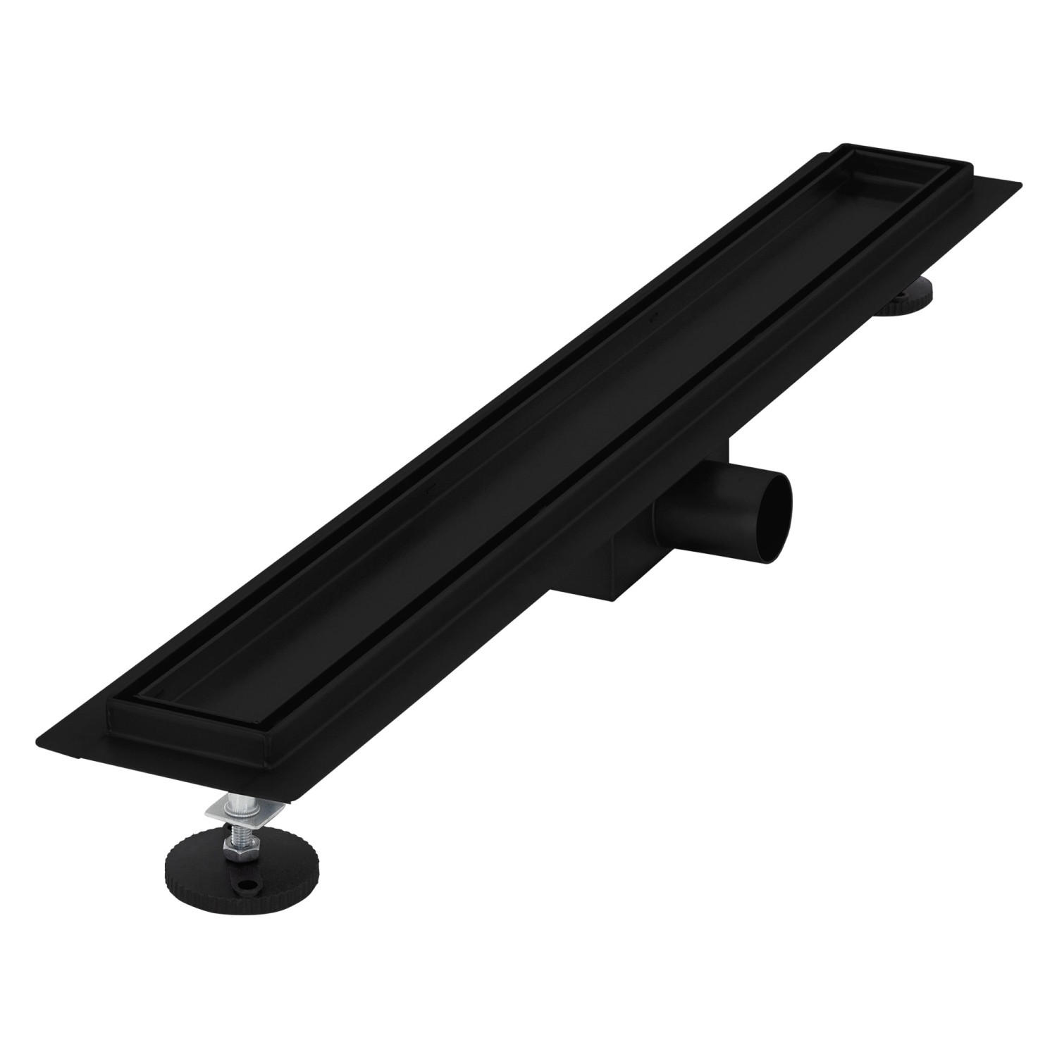 LuxeBath Duschrinne 70cm 2in1 Befliesbar Extra Flach Edelstahl Schwarz