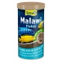 Tetra Malawi Flakes Flockenfutter für Cichliden. Blauer Behälter mit Fischbildern, 40% Algenmix. Für gesunde Fische.