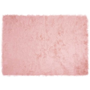vidaXL Kunstschaffell Teppich Tafalla Rosa 140 x 200 cm Polyester 42021549