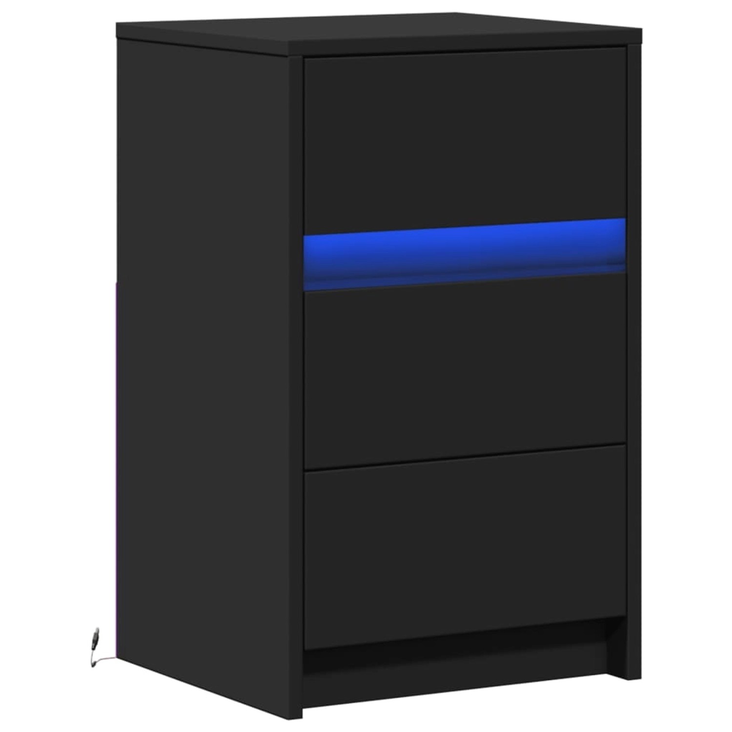 vidaXL Nachttisch mit LED-Leuchten Schwarz Holzwerkstoff 852013 günstig online kaufen