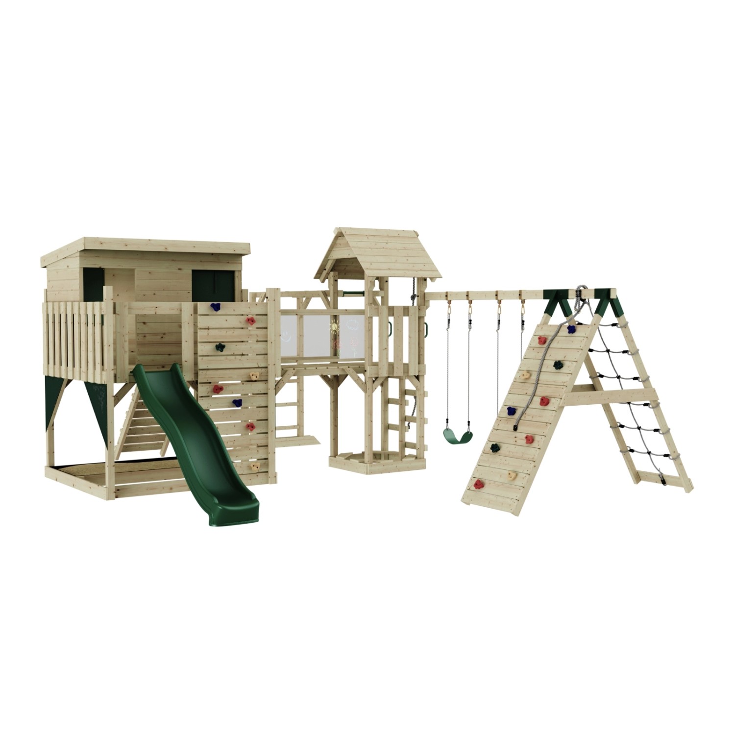 OutdoorToys Spielturm Malin mit Kinderschaukel Dunkelgrün günstig online kaufen
