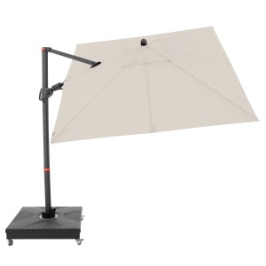 Quadratischer, naturfarbener Doppler Ampelschirm 210x210 cm mit Dreh- und Neigefunktion.