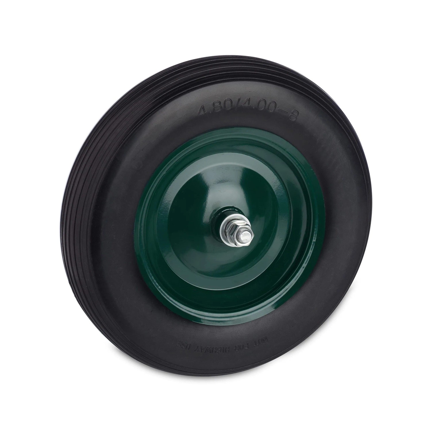 Relaxdays Schubkarrenrad 4.80 4.00-8 PU Stahl Grün Pannensicher Mit Achse ø 38,5 cm x 8,5 cm 2 kg