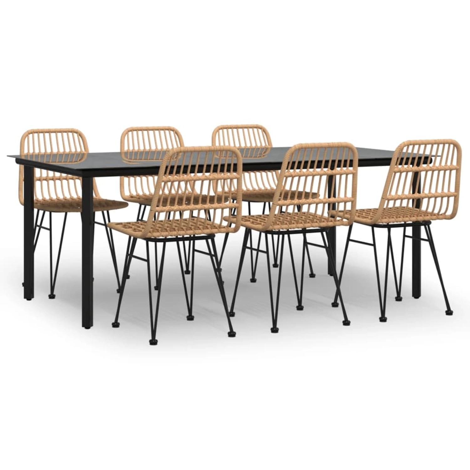 vidaXL 7-Tlg Garten-Essgruppe Poly Rattan 3157892