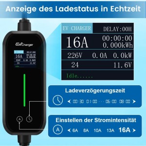 Junsun Ladekabel Ev LadegerätTyp 2 Steuerung 3kw