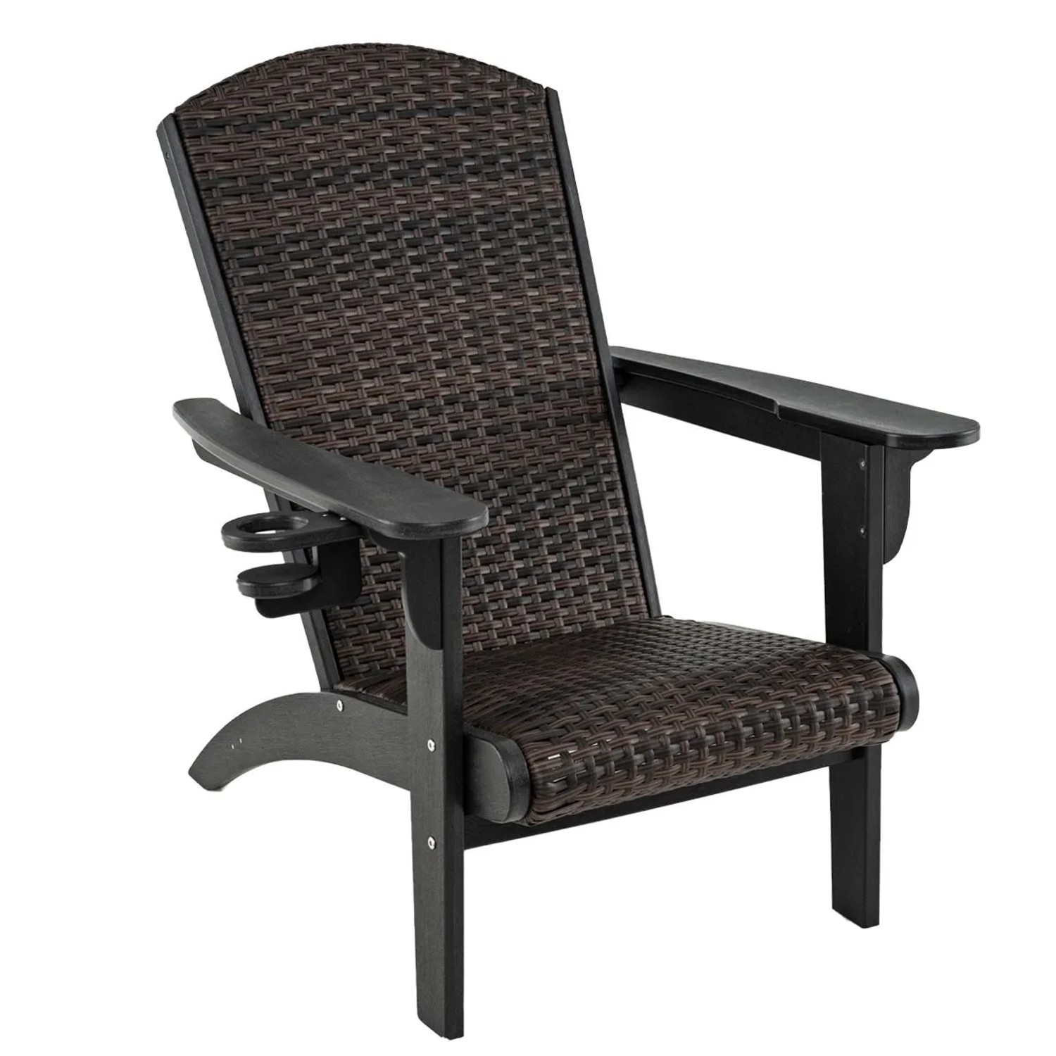 Costway Adirondack Stuhl mit Getränkehalter Adirondack Chair Schwarz
