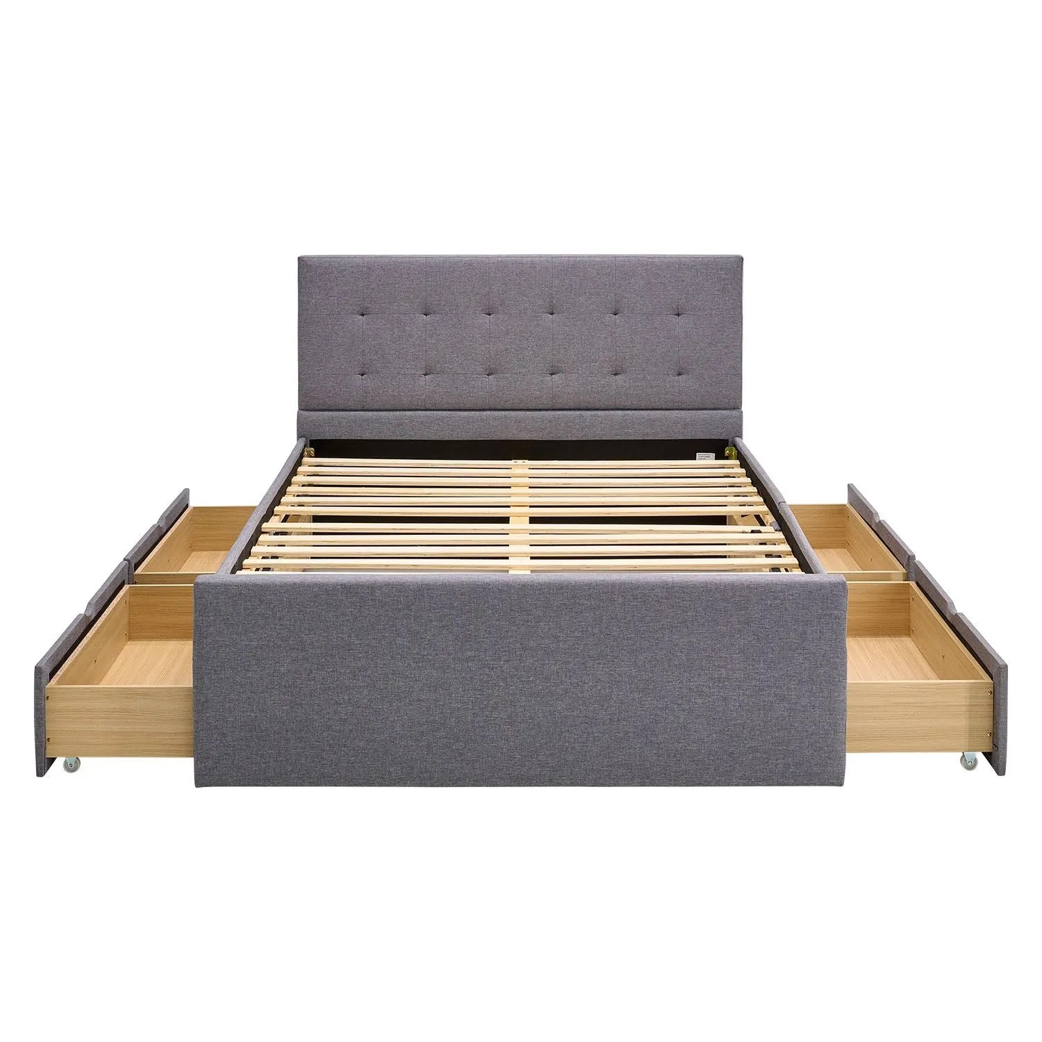 Homestyle4u Polsterbett 140x200 Grau Doppelbett Mit Lattenrost 4 Schubladen 1915