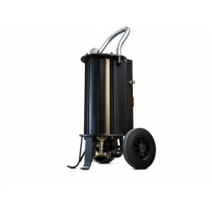 Mobiles schwarzes AEROCAP PRO Sandstrahlgerät 17 L mit Rad und Griff für Holz, Metall, Fassaden.