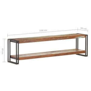 VidaXL TV-Schrank aus recyceltem Holz, 150 cm breit, mit Ablage und schwarzem Metallgestell.
