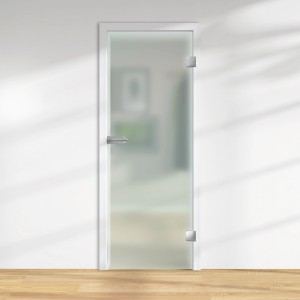 Satinierte Glasdrehtür ESG, Floatglas, DIN Rechts, 1972x709x8 mm. Glastür für mehr Licht im Raum.