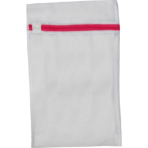 Wäschenetz 3er Set, weiß mit pinkfarbenem Reißverschluss, für schonendes Waschen und als Organizer.