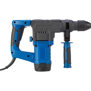 Blau-grauer LUX Bohrhammer E-BHL-23 mit Zusatzhandgriff und SDS-Plus Aufnahme im Koffer.