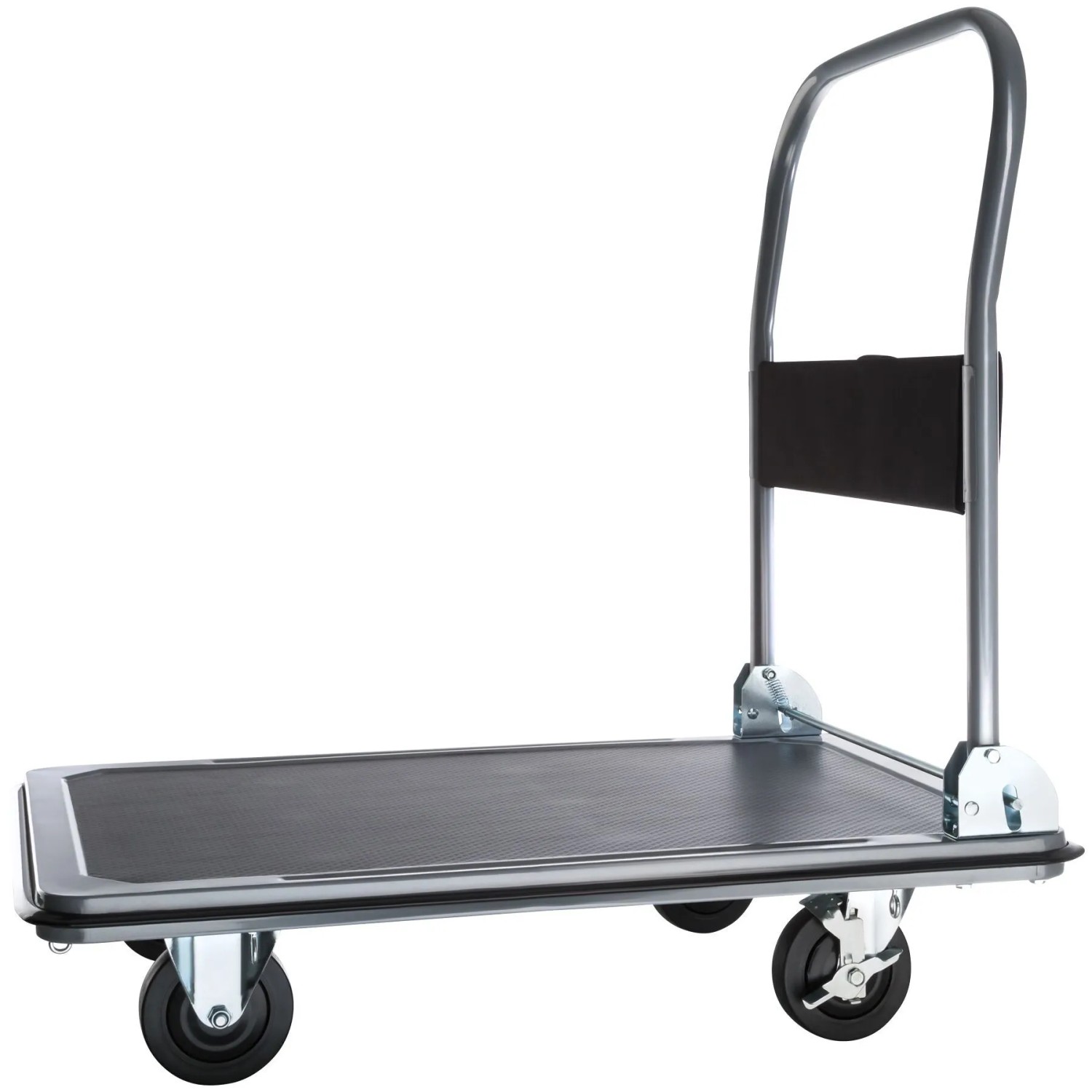 Tectake Plattformwagen  Klappbarer Handgriff Mit Aufbewahrungsfach 2 Block  und 2 Drehrollen  90 x 61 x 88 50 cm Schwarz