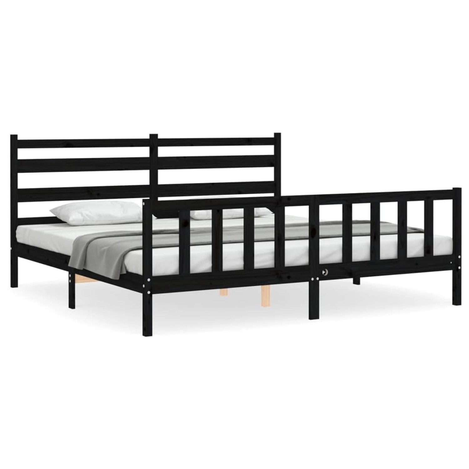 vidaXL Massivholzbett mit Kopfteil Schwarz 200x200 cm 3192060 günstig online kaufen