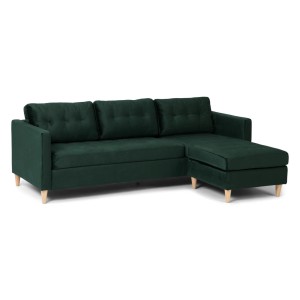 Grünes Velours Sofa mit Chaiselongue (rechts/links) von ebuy24, modernes Wohnzimmer Sofa.