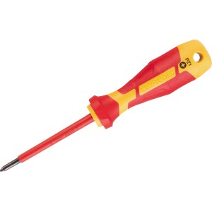 LUX VDE Schraubendreher Professional PZ1, rot/gelb, mit 2-Komponenten-Griff.