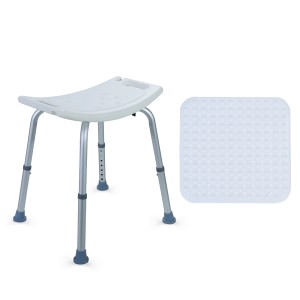 CCLIFE Duschhocker für Senioren mit Rutschfeste Matte Saugnapf-Handlauf 120kg Höhenverstellbar Aluminium Duschstuhl Anti-Rutsch 40 bis 54cm