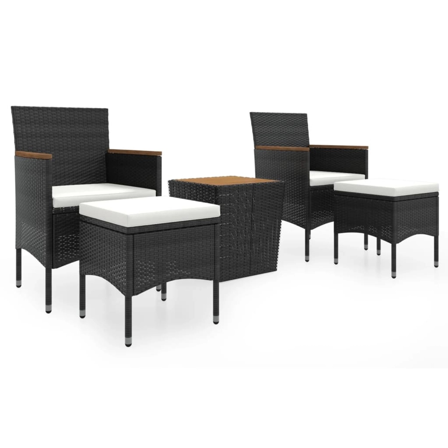 Thumbnail - vidaXL 5-tlg Garten-Bistro-Set Poly Rattan Massivholz Akazie Schwarz Modell 2