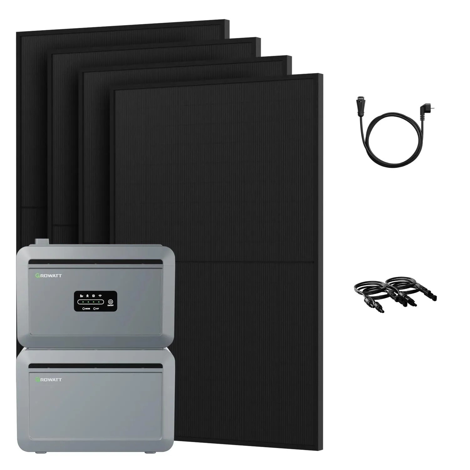 Growatt Balkonkraftwerk Set NEXA 2000 Speicher 4096 Wh mit 1800 W Bifazial Glas-Glas Full-Black