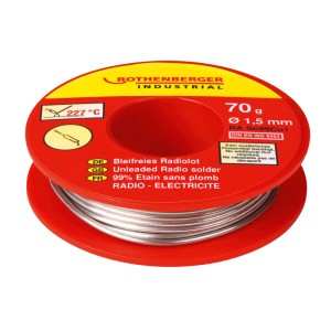 Rote Spule Rothenberger Industrial bleifreies Radiolot 70g, 1,5mm Durchmesser, Schmelzpunkt 227°C, für Lötgeräte.