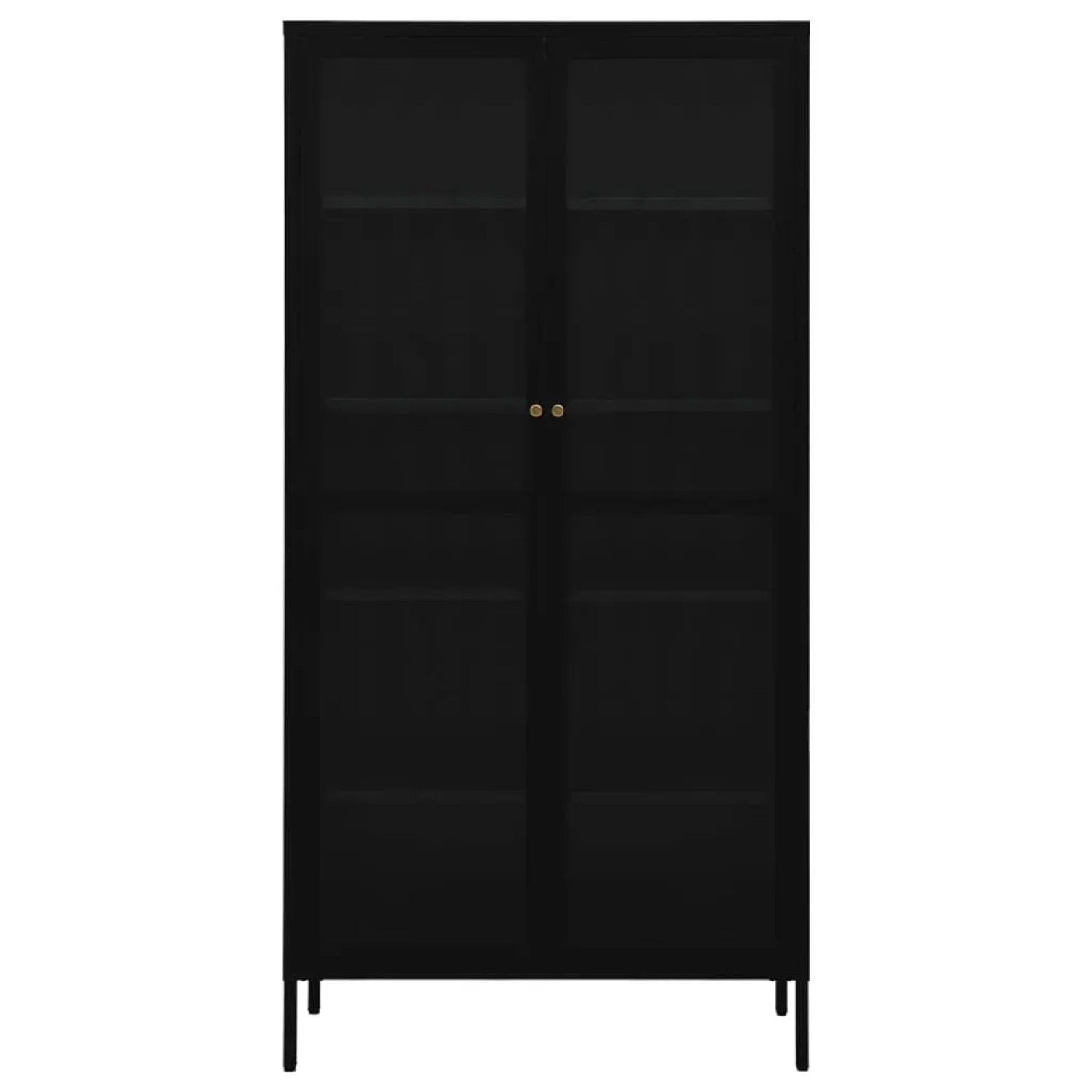 Schwarze vidaXL Vitrine aus Stahl und Glas, 90x40x180 cm, ideal als Büroschrank.