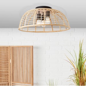 Brilliant Deckenleuchte Crosstown, 3-flammig, Holz hell/schwarz, Ø 57cm.