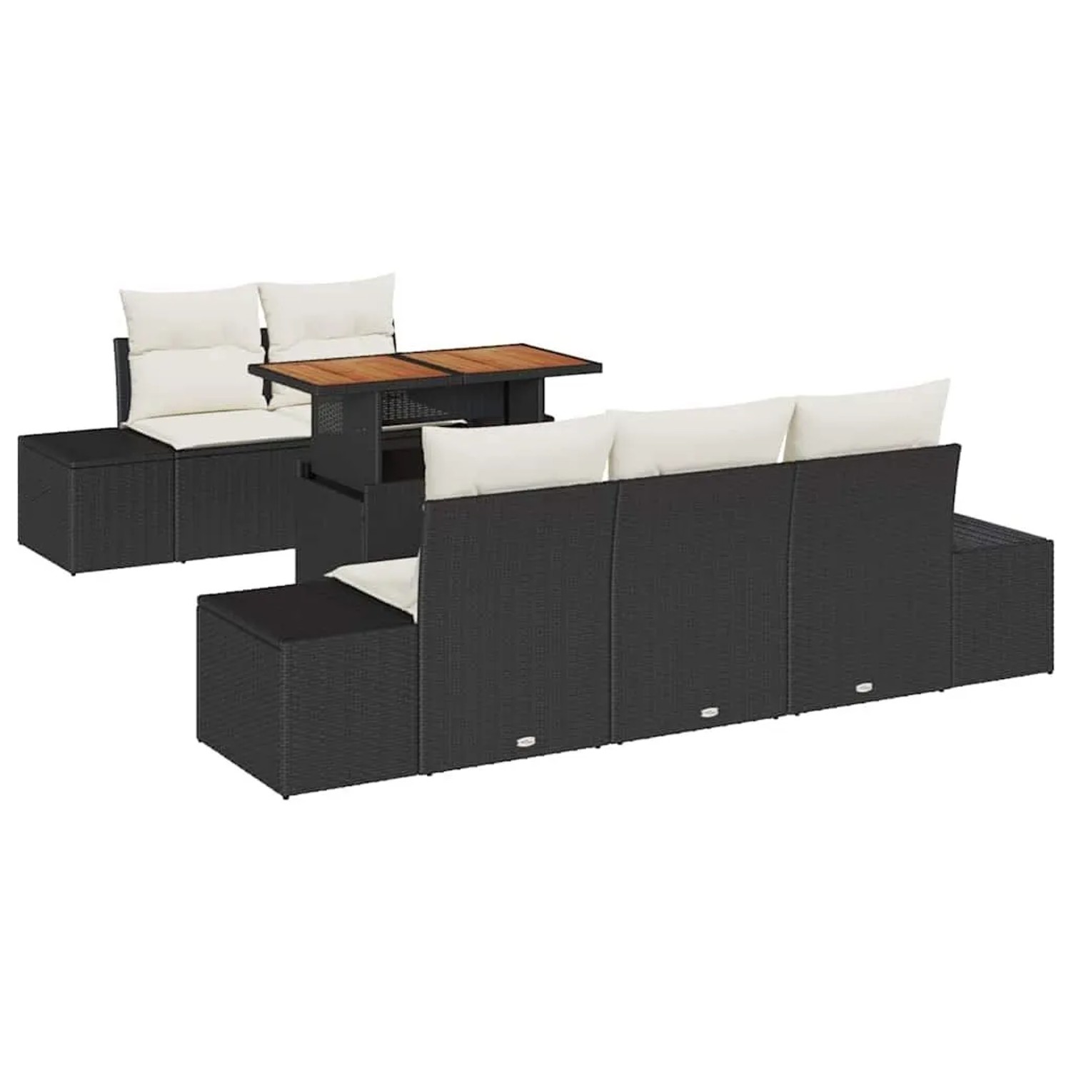 vidaXL Garten Essgruppe mit Kissen 6-Tlg Schwarz und Creme 3349900 günstig online kaufen